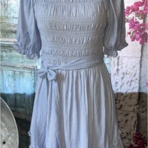 NWT Women's Baby Doll Dress With Belt Jodifl Blue Size Large